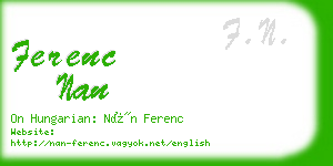 ferenc nan business card